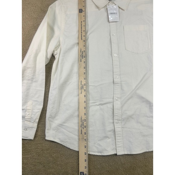 Forever 21 Men Taupe Woven Button Up Long Sleeve Shirt Size L - Picture 9 of 13